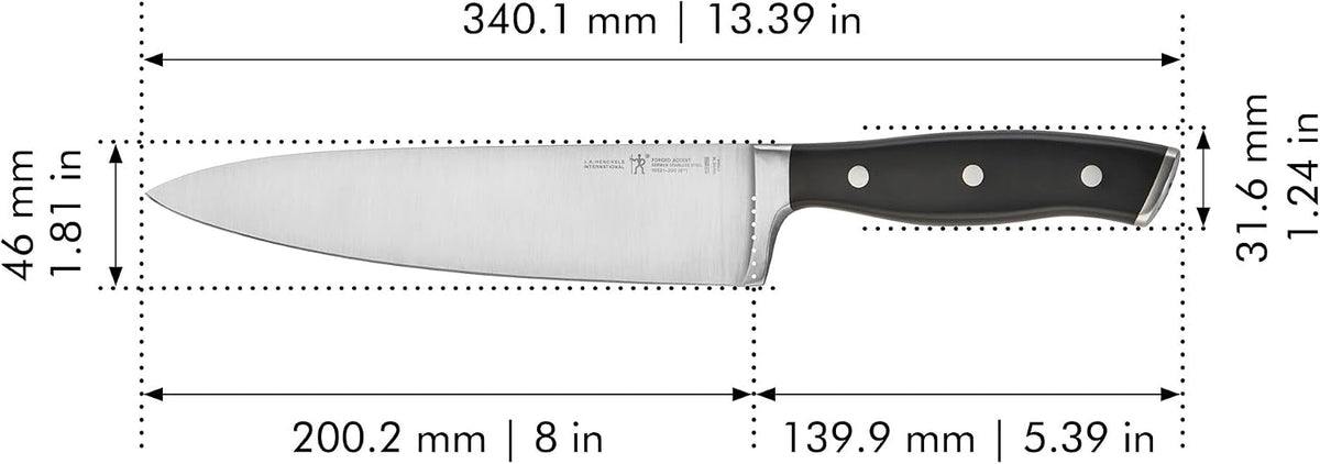 Forged Accent Razor-Sharp 8-inch Chef's Knife, Black, German Engineered Informed by 100+ Years of Mastery