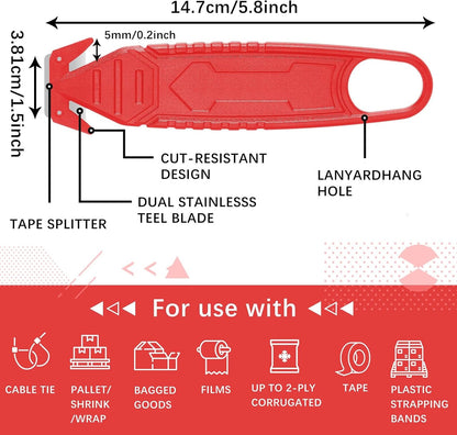 30 Pcs Safety Box Cutter Knife of Stainless Steel Concealed Blade Package Opener with Tape Splitter for Carton Cardboard Wrap Letter Work Bag Straps Film Utility Tool (Black)