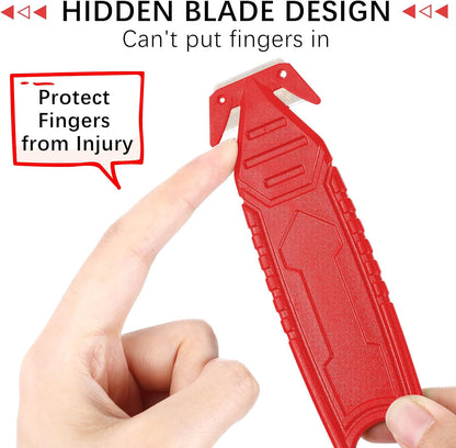 30 Pcs Safety Box Cutter Knife of Stainless Steel Concealed Blade Package Opener with Tape Splitter for Carton Cardboard Wrap Letter Work Bag Straps Film Utility Tool (Black)
