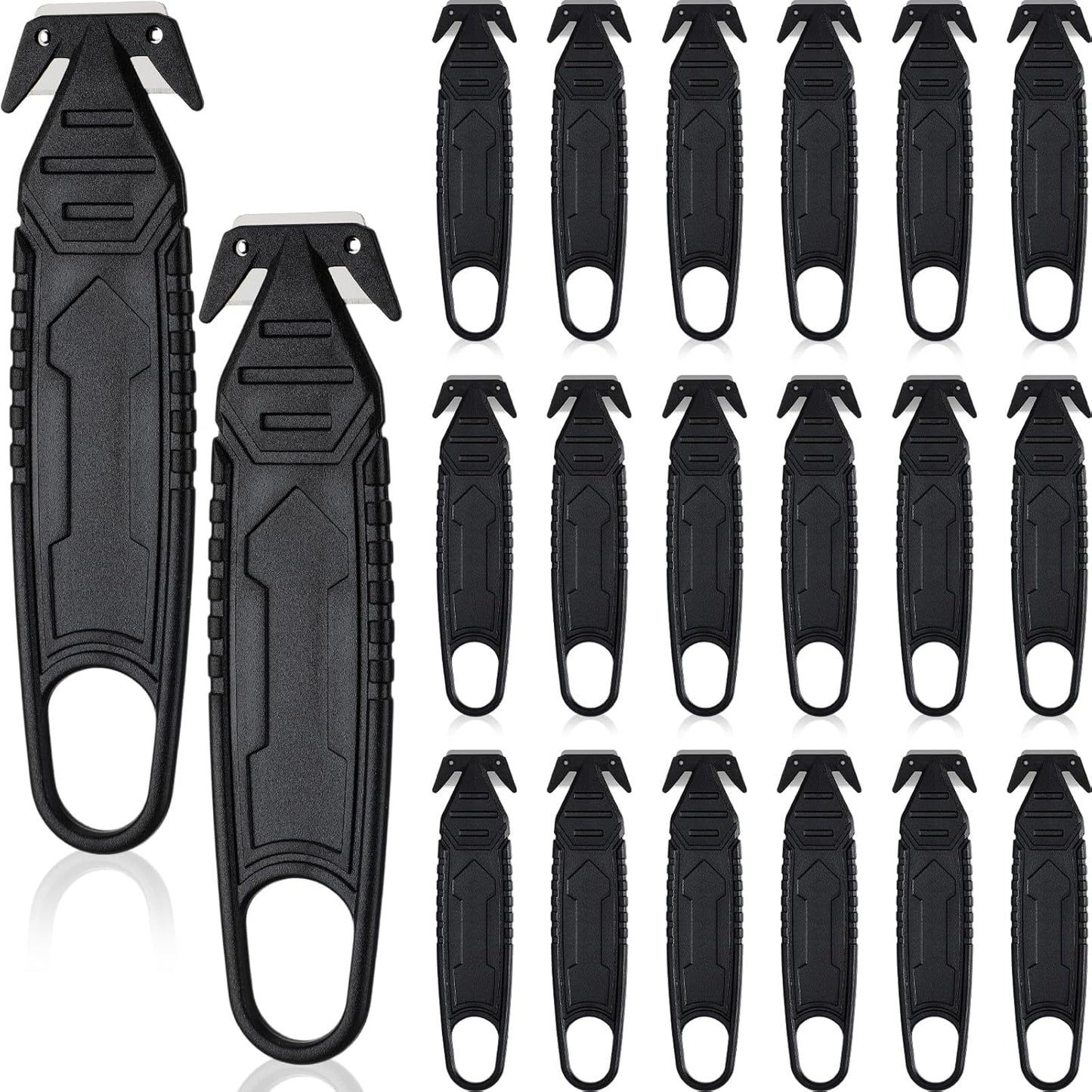 30 Pcs Safety Box Cutter Knife of Stainless Steel Concealed Blade Package Opener with Tape Splitter for Carton Cardboard Wrap Letter Work Bag Straps Film Utility Tool (Black)