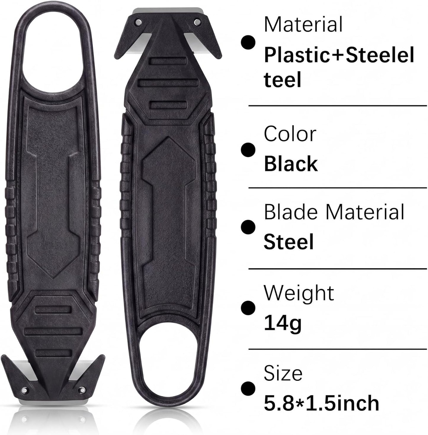 30 Pcs Safety Box Cutter Knife of Stainless Steel Concealed Blade Package Opener with Tape Splitter for Carton Cardboard Wrap Letter Work Bag Straps Film Utility Tool (Black)