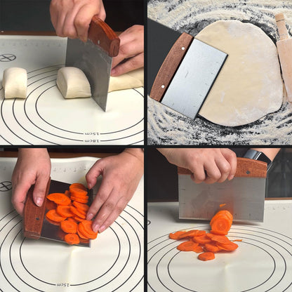 Multipurpose Bench Scraper Kitchen Utensil for Flat Top Griddle, Dough Scraper Cutter for Bread and Pizza Cutter - Stainless Steel Metal Griddle Scraper Chopper