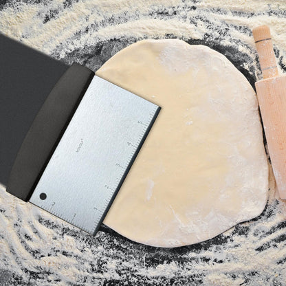 Multipurpose Bench Scraper Kitchen Utensil for Flat Top Griddle, Dough Scraper Cutter for Bread and Pizza Cutter - Stainless Steel Metal Griddle Scraper Chopper