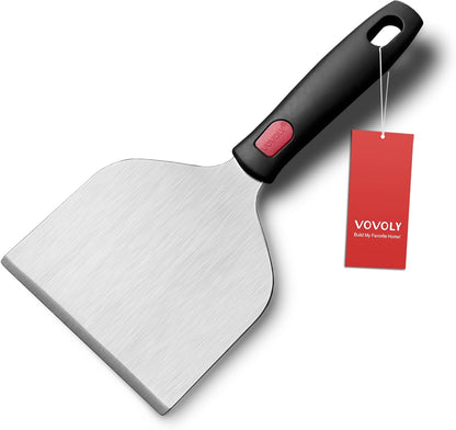 Multipurpose Bench Scraper Kitchen Utensil for Flat Top Griddle, Dough Scraper Cutter for Bread and Pizza Cutter - Stainless Steel Metal Griddle Scraper Chopper
