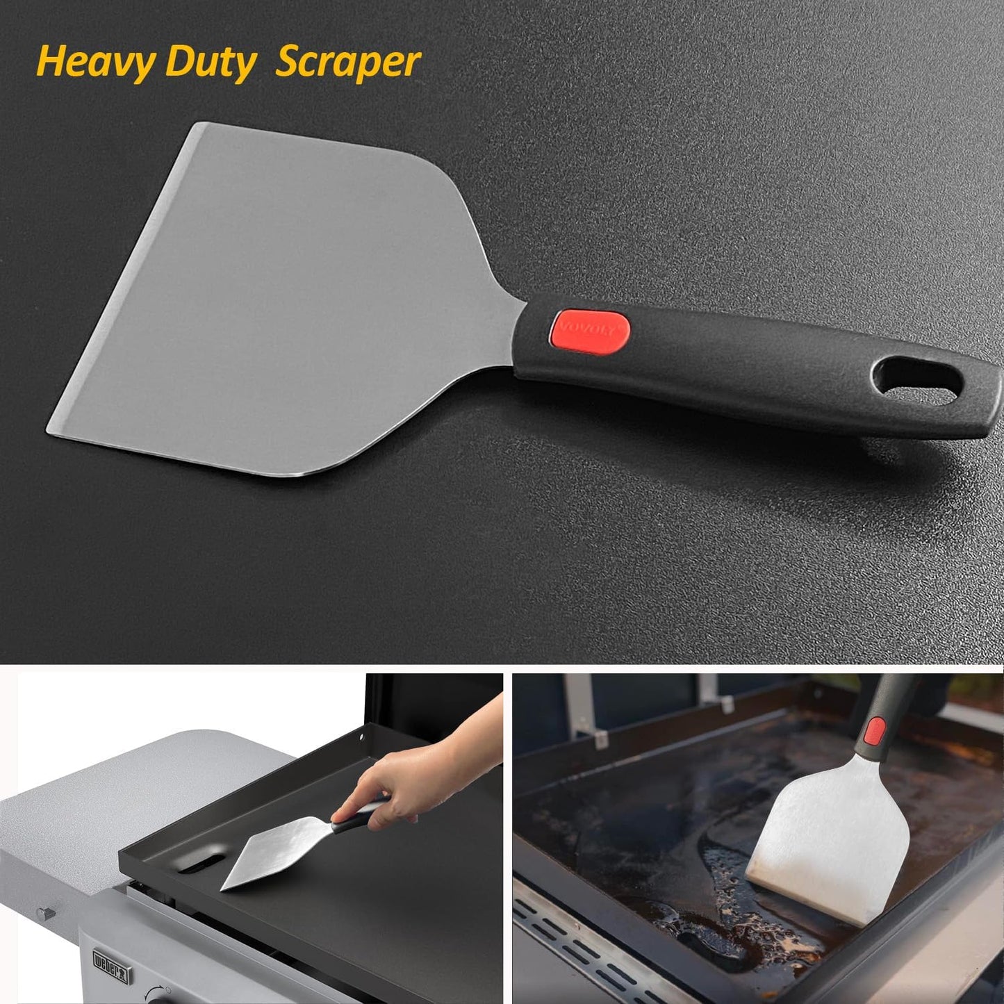 Multipurpose Bench Scraper Kitchen Utensil for Flat Top Griddle, Dough Scraper Cutter for Bread and Pizza Cutter - Stainless Steel Metal Griddle Scraper Chopper
