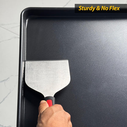 Multipurpose Bench Scraper Kitchen Utensil for Flat Top Griddle, Dough Scraper Cutter for Bread and Pizza Cutter - Stainless Steel Metal Griddle Scraper Chopper