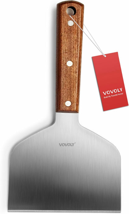 Multipurpose Bench Scraper Kitchen Utensil for Flat Top Griddle, Dough Scraper Cutter for Bread and Pizza Cutter - Stainless Steel Metal Griddle Scraper Chopper