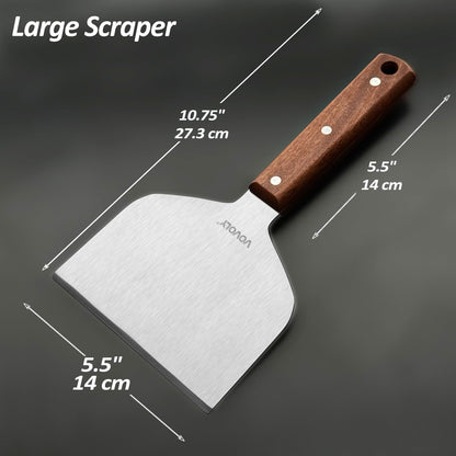 Multipurpose Bench Scraper Kitchen Utensil for Flat Top Griddle, Dough Scraper Cutter for Bread and Pizza Cutter - Stainless Steel Metal Griddle Scraper Chopper