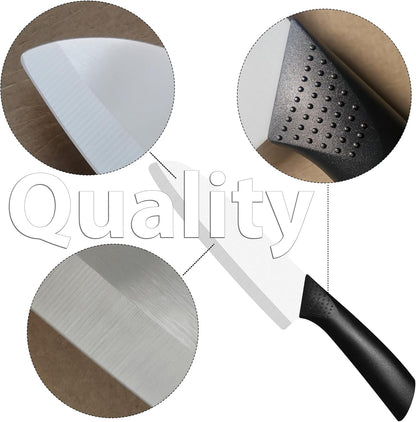 Upgrade Version 7-inch Ceramic Santoku Knife with Sheath - Light, Precise, Sharp, Nonstick Ceramic Knife - Rustproof Dishwasher Safe Chef's Kitchen Knife