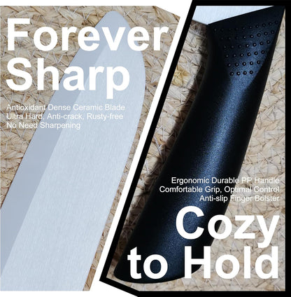 Upgrade Version 7-inch Ceramic Santoku Knife with Sheath - Light, Precise, Sharp, Nonstick Ceramic Knife - Rustproof Dishwasher Safe Chef's Kitchen Knife