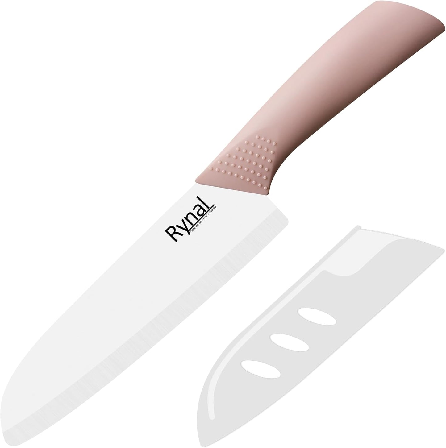 Upgrade Version 7-inch Ceramic Santoku Knife with Sheath - Light, Precise, Sharp, Nonstick Ceramic Knife - Rustproof Dishwasher Safe Chef's Kitchen Knife