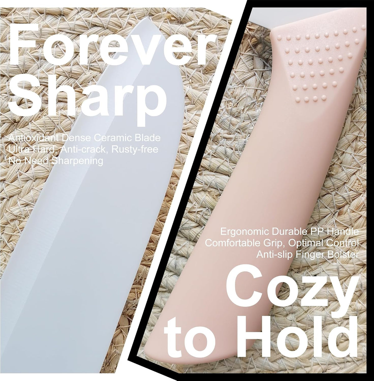 Upgrade Version 7-inch Ceramic Santoku Knife with Sheath - Light, Precise, Sharp, Nonstick Ceramic Knife - Rustproof Dishwasher Safe Chef's Kitchen Knife