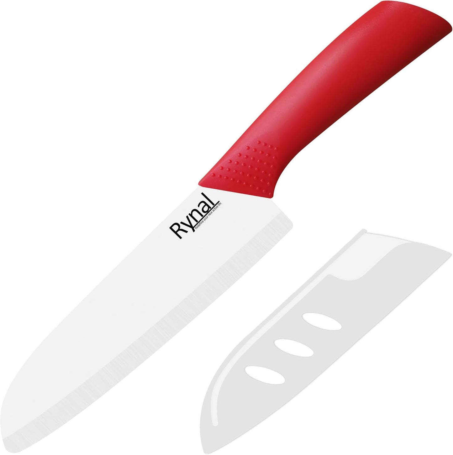 Upgrade Version 7-inch Ceramic Santoku Knife with Sheath - Light, Precise, Sharp, Nonstick Ceramic Knife - Rustproof Dishwasher Safe Chef's Kitchen Knife