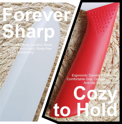 Upgrade Version 7-inch Ceramic Santoku Knife with Sheath - Light, Precise, Sharp, Nonstick Ceramic Knife - Rustproof Dishwasher Safe Chef's Kitchen Knife
