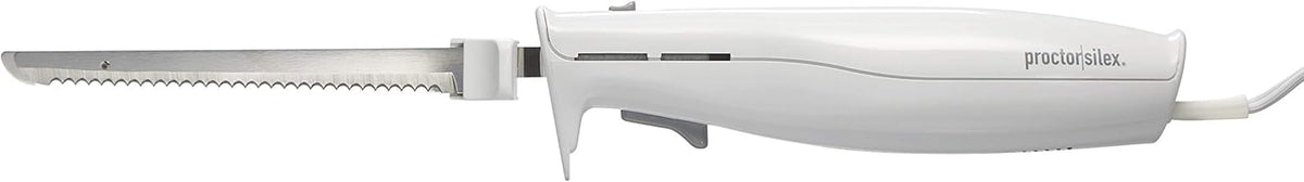 Easy Slice Electric Knife for Carving Meats, Poultry, Bread, Crafting Foam and More, Lightweight with Contoured Grip, White