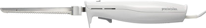 Easy Slice Electric Knife for Carving Meats, Poultry, Bread, Crafting Foam and More, Lightweight with Contoured Grip, White