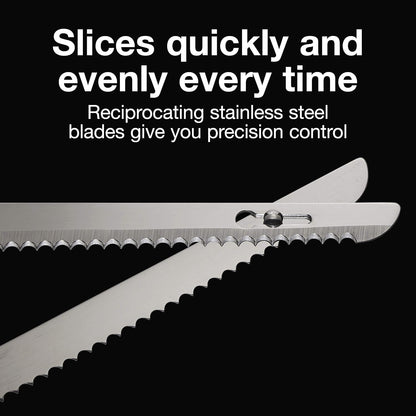 Easy Slice Electric Knife for Carving Meats, Poultry, Bread, Crafting Foam and More, Lightweight with Contoured Grip, White