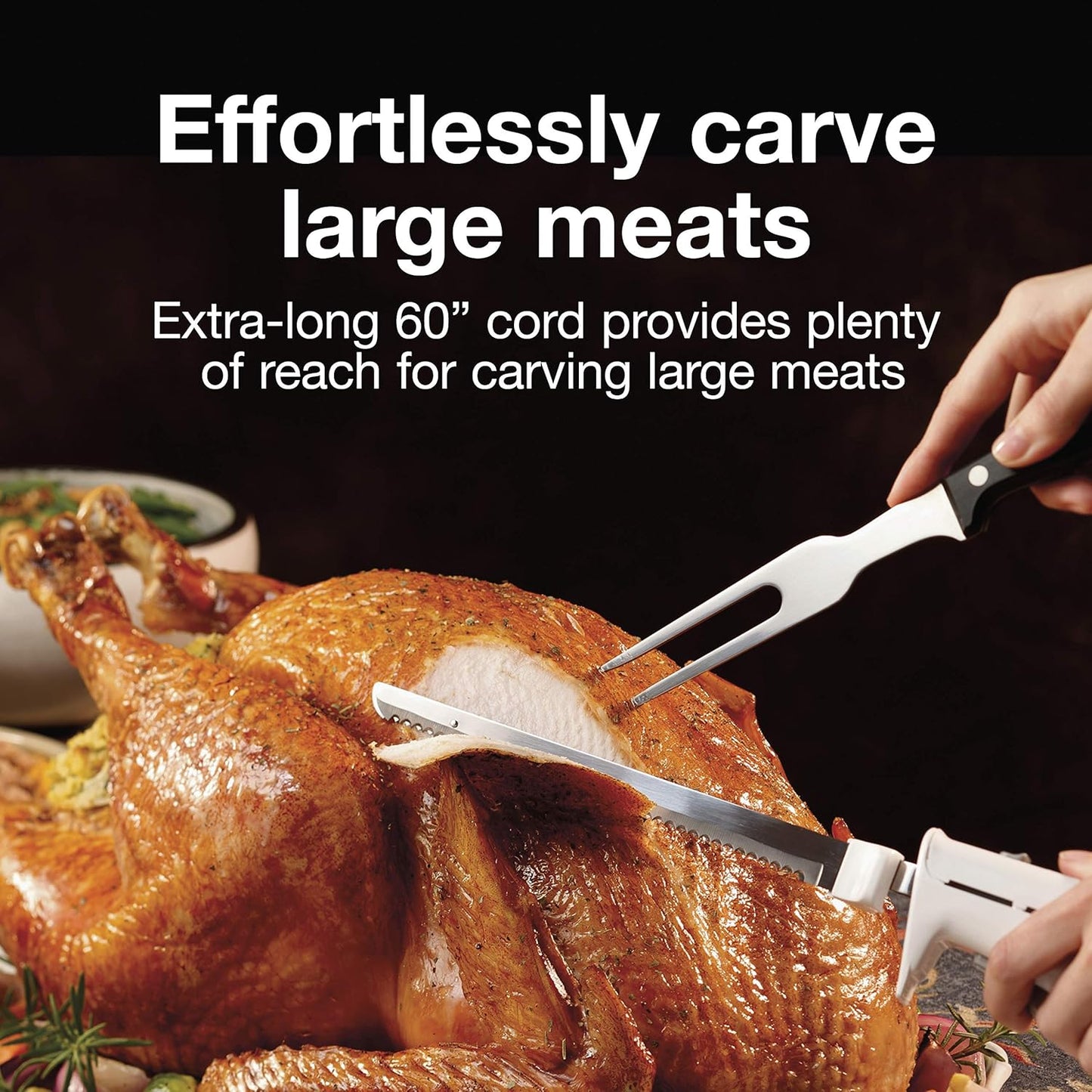 Easy Slice Electric Knife for Carving Meats, Poultry, Bread, Crafting Foam and More, Lightweight with Contoured Grip, White