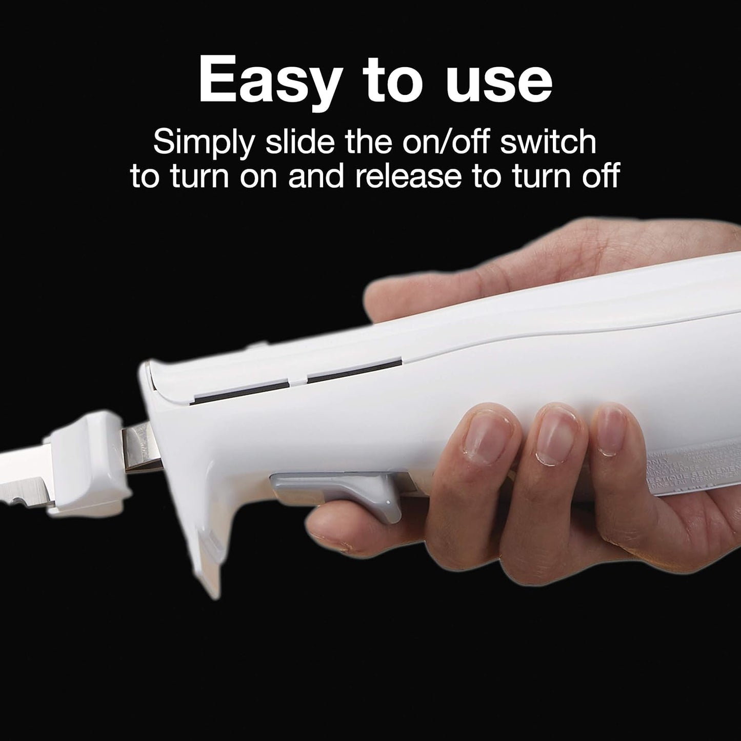 Easy Slice Electric Knife for Carving Meats, Poultry, Bread, Crafting Foam and More, Lightweight with Contoured Grip, White