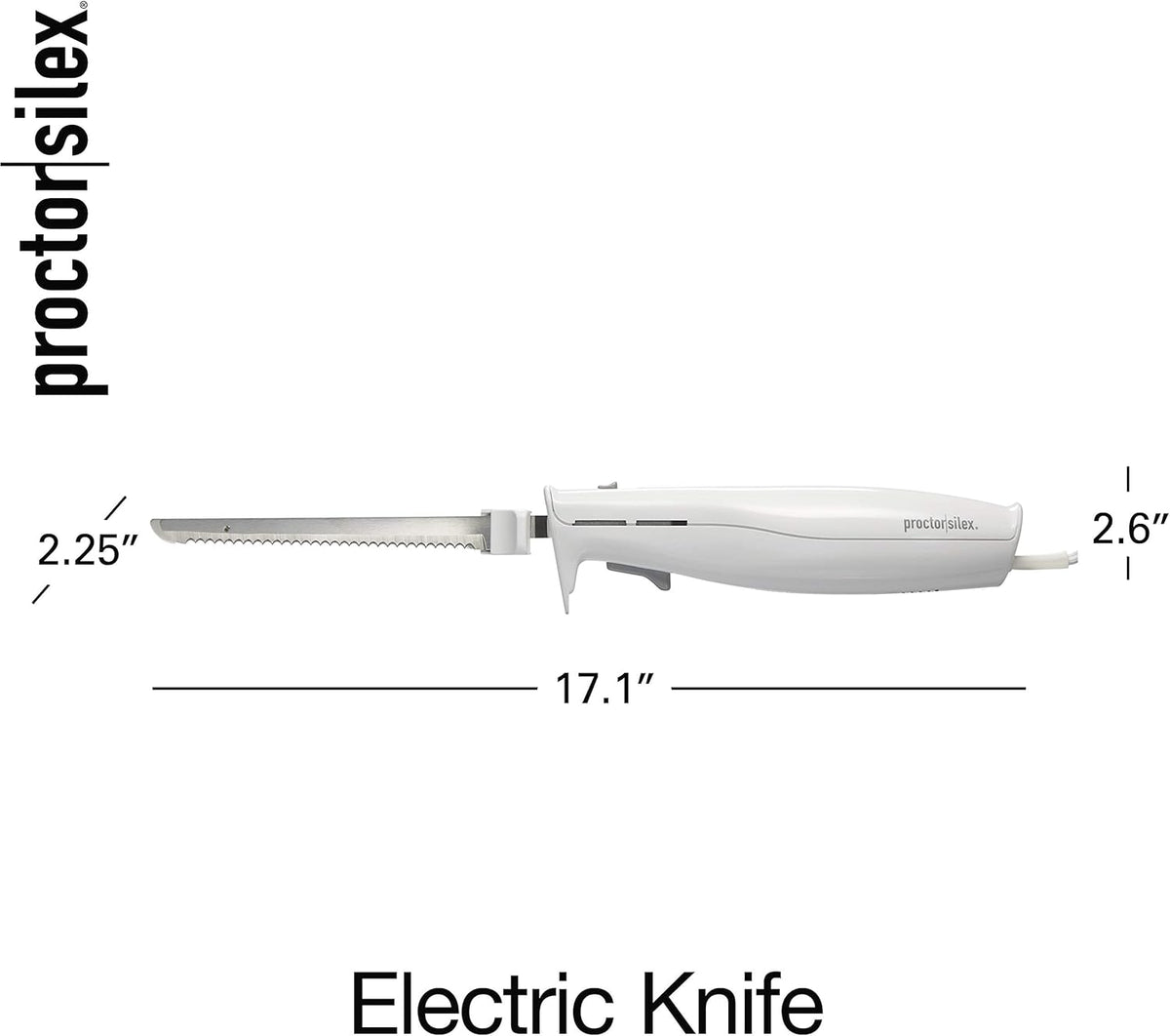 Easy Slice Electric Knife for Carving Meats, Poultry, Bread, Crafting Foam and More, Lightweight with Contoured Grip, White
