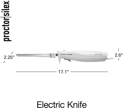 Easy Slice Electric Knife for Carving Meats, Poultry, Bread, Crafting Foam and More, Lightweight with Contoured Grip, White