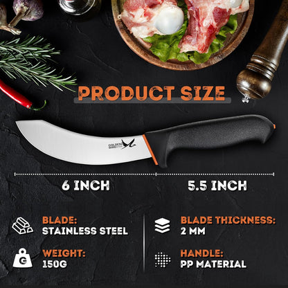 Golden Bird Butcher Knife Set - Non-slip Skinning Knife Set with Roll Bag | Professional Game Processing Knives Sets - Butcher & Skinning Boning Knives with German Stainless Steel, Gift for Men
