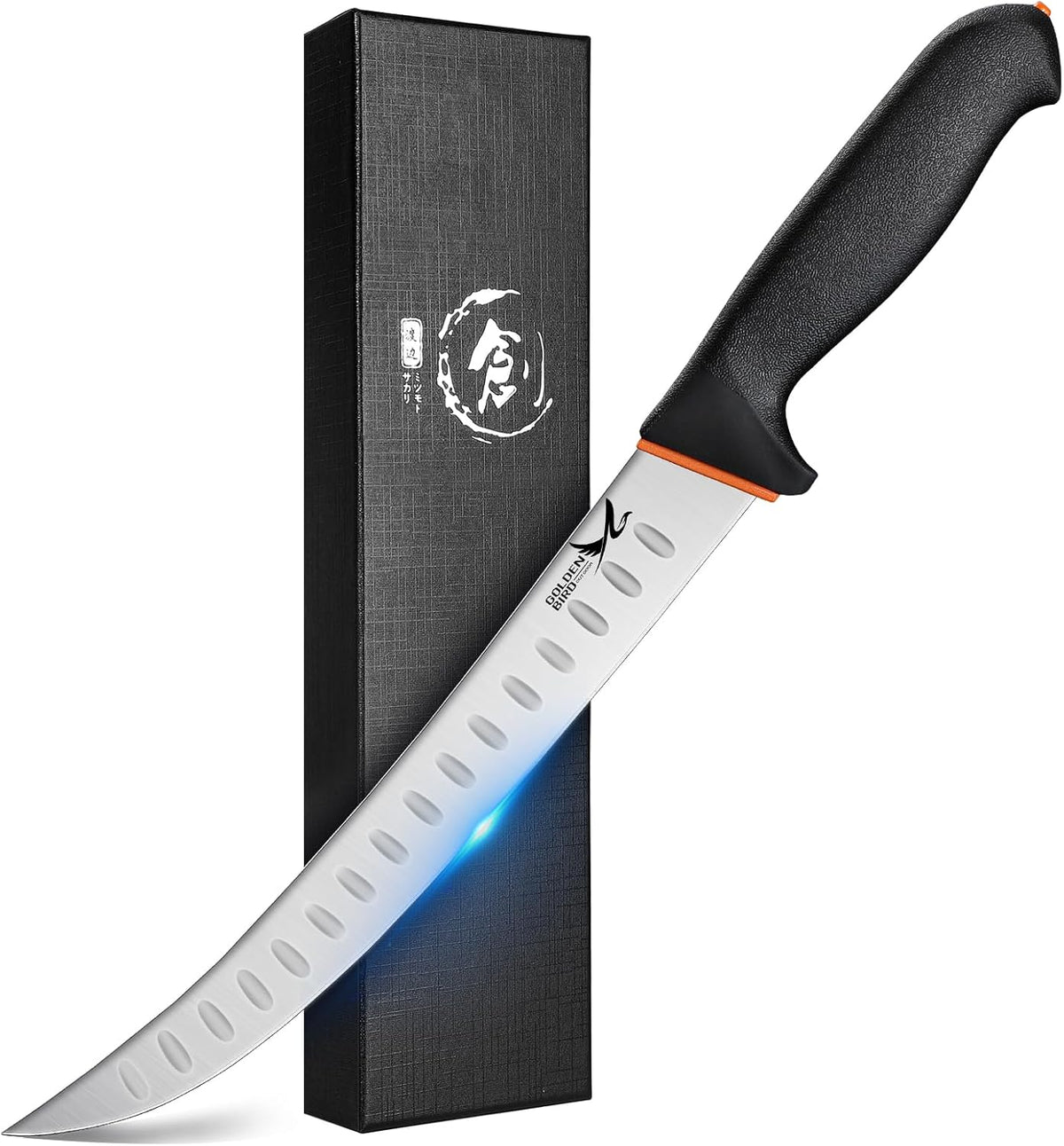 Golden Bird Butcher Knife Set - Non-slip Skinning Knife Set with Roll Bag | Professional Game Processing Knives Sets - Butcher & Skinning Boning Knives with German Stainless Steel, Gift for Men