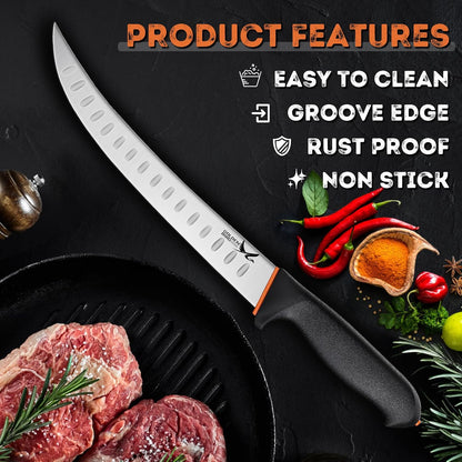 Golden Bird Butcher Knife Set - Non-slip Skinning Knife Set with Roll Bag | Professional Game Processing Knives Sets - Butcher & Skinning Boning Knives with German Stainless Steel, Gift for Men