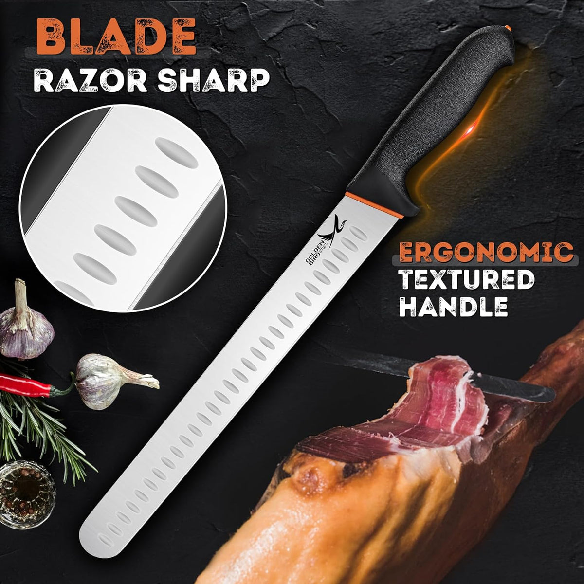 Golden Bird Butcher Knife Set - Non-slip Skinning Knife Set with Roll Bag | Professional Game Processing Knives Sets - Butcher & Skinning Boning Knives with German Stainless Steel, Gift for Men