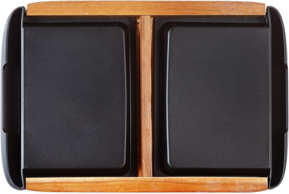 Glad Acacia Wood Cutting Board with Slide Out Trays | Catches Food and Waste | Solid Wooden Butcher Block with Removable Drawers | Kitchen Cooking Supplies, Brown, Black