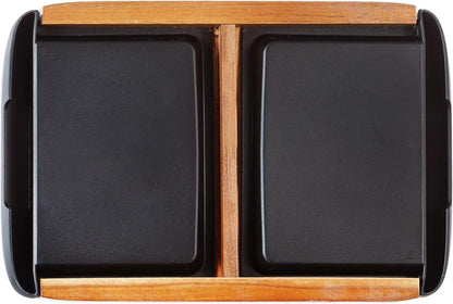 Glad Acacia Wood Cutting Board with Slide Out Trays | Catches Food and Waste | Solid Wooden Butcher Block with Removable Drawers | Kitchen Cooking Supplies, Brown, Black