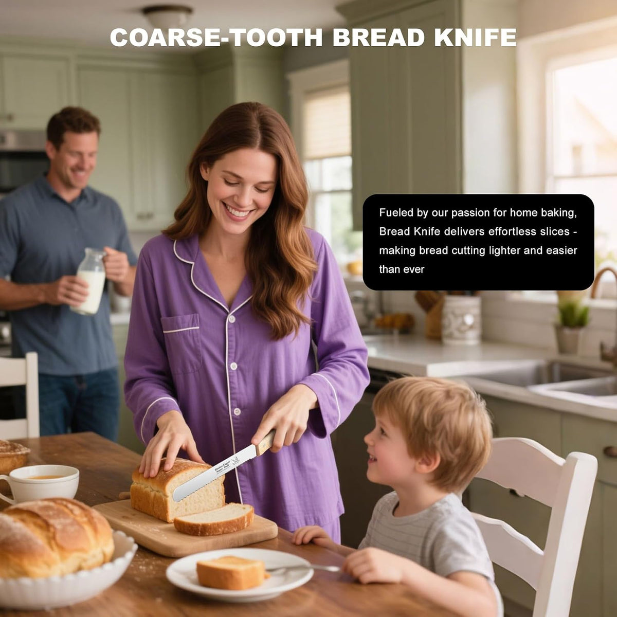 2-Pack Bread Knife & Bread Lame Set: 10" Premium Stainless Steel Serrated Knives Blade with Wood Handle for Homemade Bread, Sourdough Tomato, Bagel + Dough Scoring Tool for Razor Sharp Carving