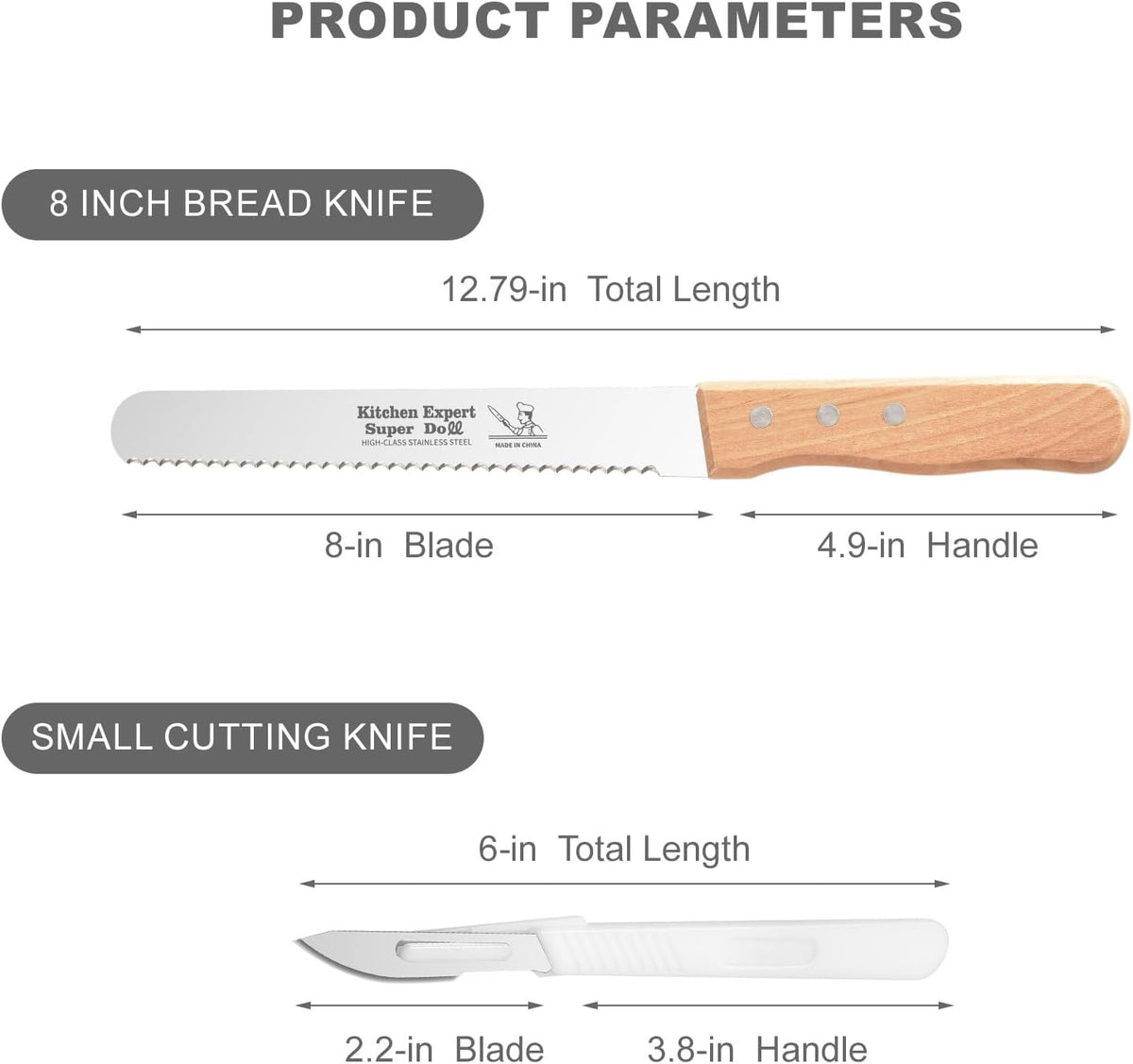 2-Pack Bread Knife & Bread Lame Set: 10" Premium Stainless Steel Serrated Knives Blade with Wood Handle for Homemade Bread, Sourdough Tomato, Bagel + Dough Scoring Tool for Razor Sharp Carving