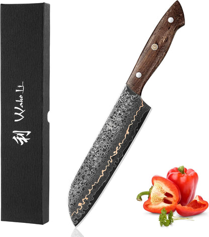 Kawa Kiritsuke Chef Knife, 7.9-Inch VG10 Core Damascus, Copper Inlay