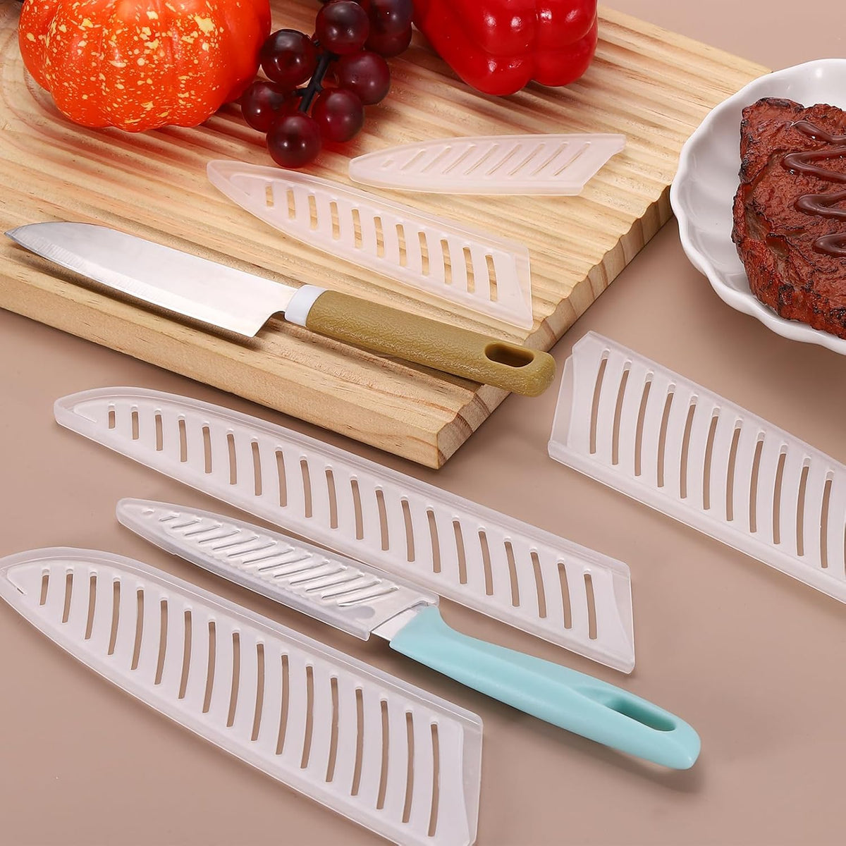 5Pcs Knife Cover Sleeves Blade Edge Guards for 5" Utility Knife Protector Universal Knife Sheath for Kitchen, White