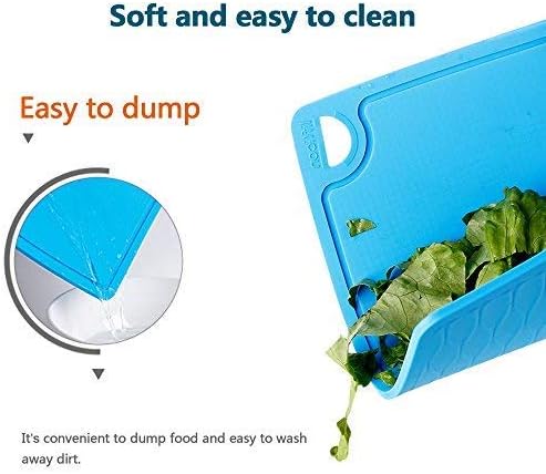 Liflicon Extra Large Thick Silicone Cutting Boards for Kitchen 14.6'' x 10.43'' Flexible Cutting Chopping Boards/Mats Non-slip Deep Drip Juice Groove, Dishwasher Safe-Blue