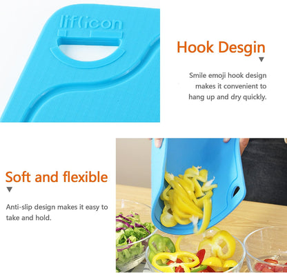 Liflicon Extra Large Thick Silicone Cutting Boards for Kitchen 14.6'' x 10.43'' Flexible Cutting Chopping Boards/Mats Non-slip Deep Drip Juice Groove, Dishwasher Safe-Blue