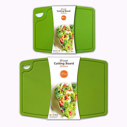 Liflicon Extra Large Thick Silicone Cutting Boards for Kitchen 14.6'' x 10.43'' Flexible Cutting Chopping Boards/Mats Non-slip Deep Drip Juice Groove, Dishwasher Safe-Blue