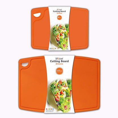 Liflicon Extra Large Thick Silicone Cutting Boards for Kitchen 14.6'' x 10.43'' Flexible Cutting Chopping Boards/Mats Non-slip Deep Drip Juice Groove, Dishwasher Safe-Blue