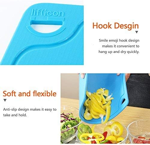 Liflicon Extra Large Thick Silicone Cutting Boards for Kitchen 14.6'' x 10.43'' Flexible Cutting Chopping Boards/Mats Non-slip Deep Drip Juice Groove, Dishwasher Safe-Blue