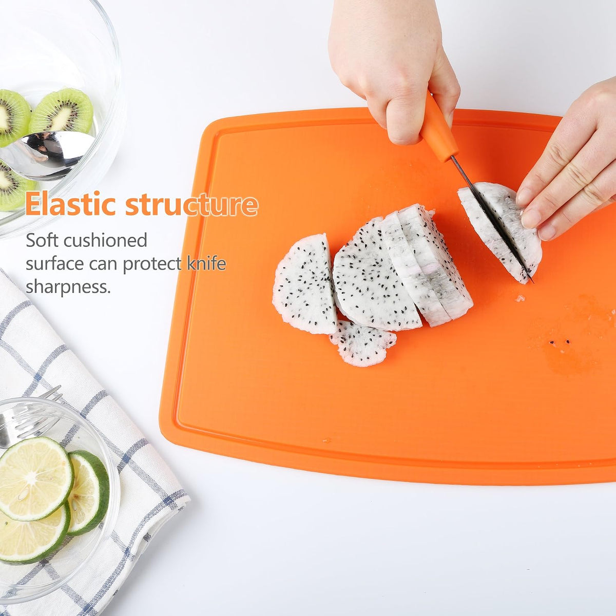 Liflicon Extra Large Thick Silicone Cutting Boards for Kitchen 14.6'' x 10.43'' Flexible Cutting Chopping Boards/Mats Non-slip Deep Drip Juice Groove, Dishwasher Safe-Blue