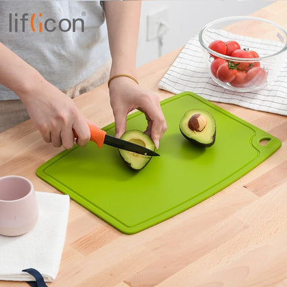 Liflicon Extra Large Thick Silicone Cutting Boards for Kitchen 14.6'' x 10.43'' Flexible Cutting Chopping Boards/Mats Non-slip Deep Drip Juice Groove, Dishwasher Safe-Blue