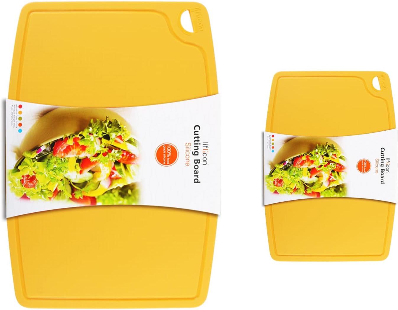 Liflicon Extra Large Thick Silicone Cutting Boards for Kitchen 14.6'' x 10.43'' Flexible Cutting Chopping Boards/Mats Non-slip Deep Drip Juice Groove, Dishwasher Safe-Blue