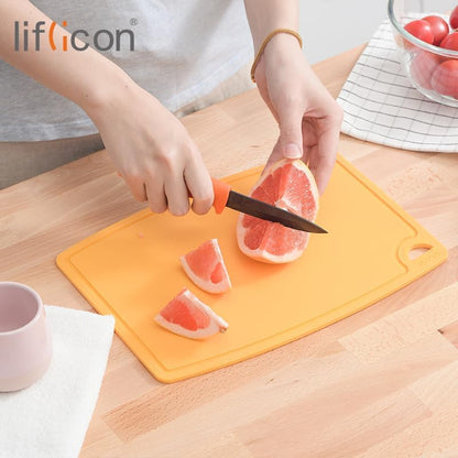 Liflicon Extra Large Thick Silicone Cutting Boards for Kitchen 14.6'' x 10.43'' Flexible Cutting Chopping Boards/Mats Non-slip Deep Drip Juice Groove, Dishwasher Safe-Blue
