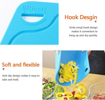 Liflicon Extra Large Thick Silicone Cutting Boards for Kitchen 14.6'' x 10.43'' Flexible Cutting Chopping Boards/Mats Non-slip Deep Drip Juice Groove, Dishwasher Safe-Blue