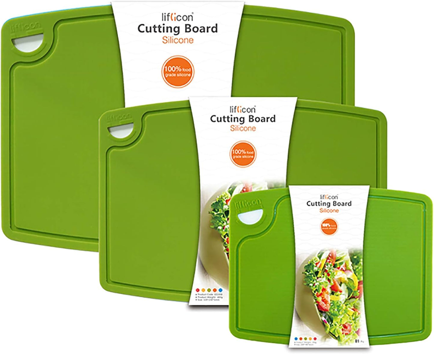 Liflicon Extra Large Thick Silicone Cutting Boards for Kitchen 14.6'' x 10.43'' Flexible Cutting Chopping Boards/Mats Non-slip Deep Drip Juice Groove, Dishwasher Safe-Blue