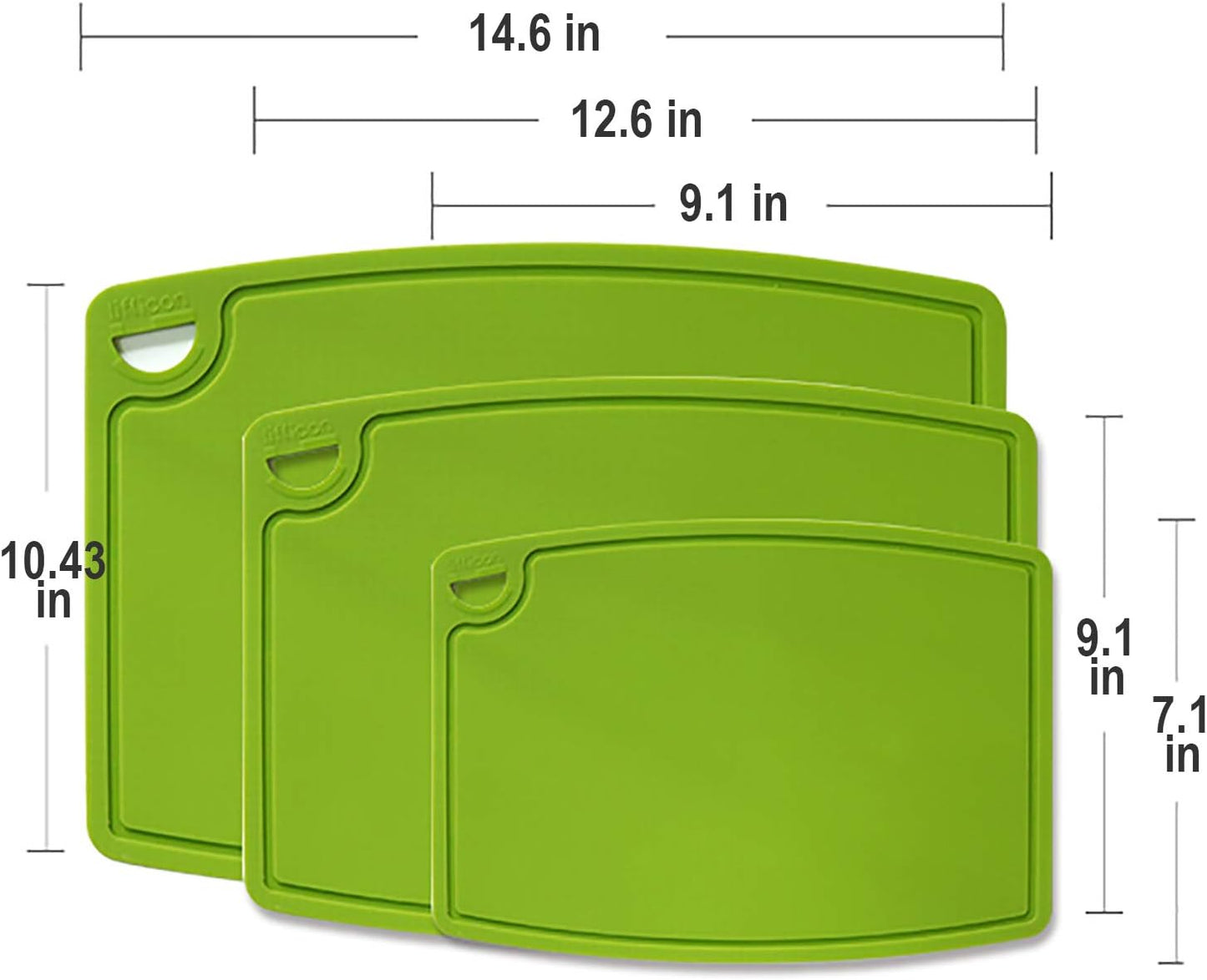 Liflicon Extra Large Thick Silicone Cutting Boards for Kitchen 14.6'' x 10.43'' Flexible Cutting Chopping Boards/Mats Non-slip Deep Drip Juice Groove, Dishwasher Safe-Blue