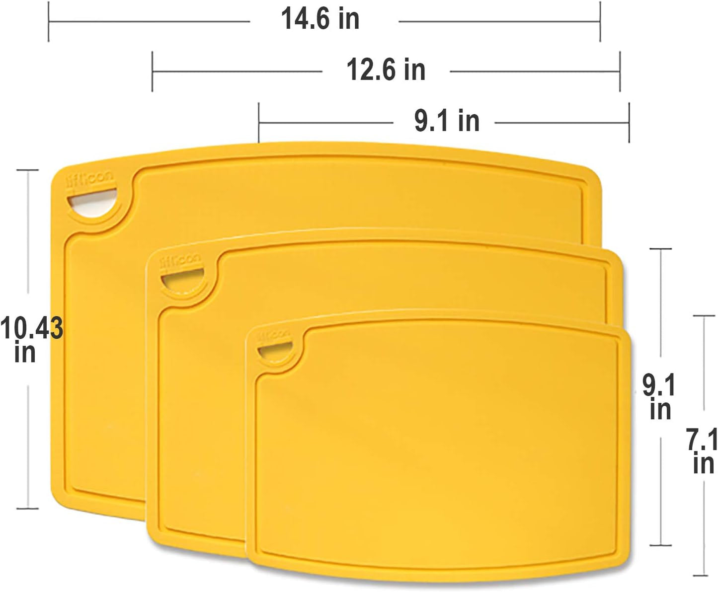 Liflicon Extra Large Thick Silicone Cutting Boards for Kitchen 14.6'' x 10.43'' Flexible Cutting Chopping Boards/Mats Non-slip Deep Drip Juice Groove, Dishwasher Safe-Blue