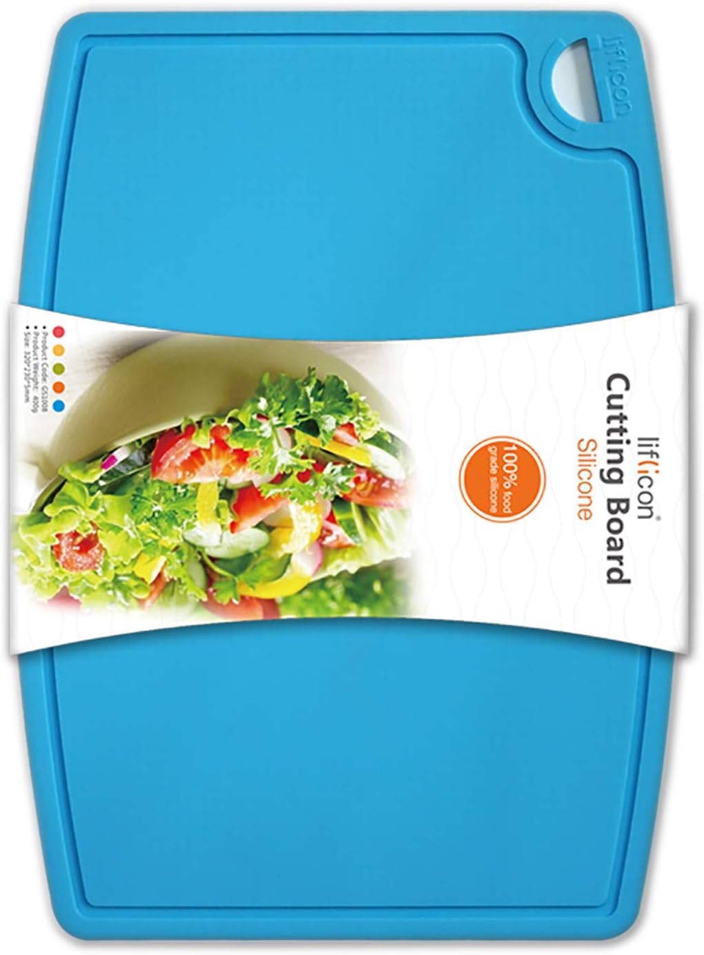 Liflicon Extra Large Thick Silicone Cutting Boards for Kitchen 14.6'' x 10.43'' Flexible Cutting Chopping Boards/Mats Non-slip Deep Drip Juice Groove, Dishwasher Safe-Blue
