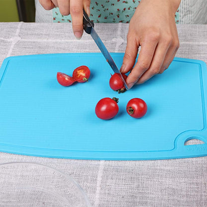 Liflicon Extra Large Thick Silicone Cutting Boards for Kitchen 14.6'' x 10.43'' Flexible Cutting Chopping Boards/Mats Non-slip Deep Drip Juice Groove, Dishwasher Safe-Blue